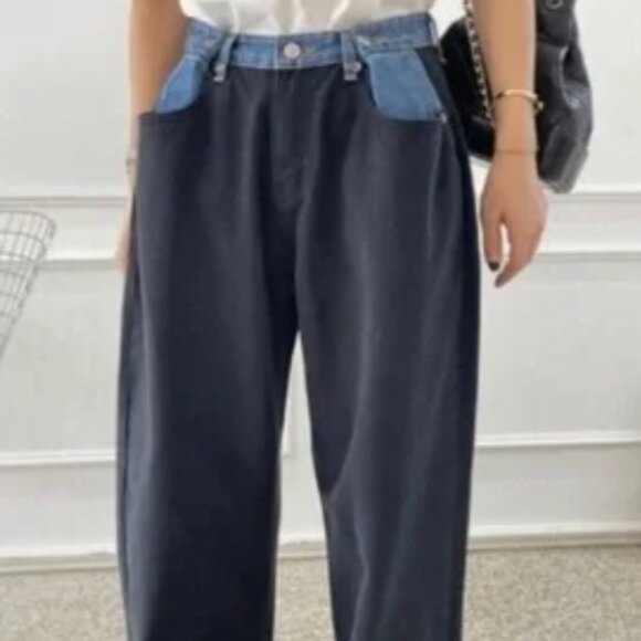 The Frankie Shop Hayla Contrast Denim Pants - Picture 1 of 9